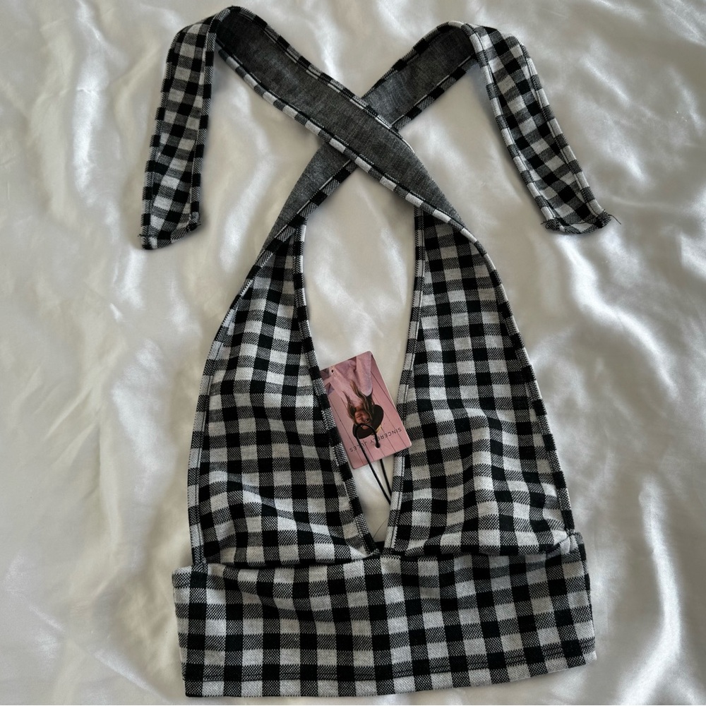 Sincerely Jules plaid tie up crop top